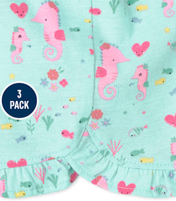 Baby Girls Seahorse Ruffle Shorts 2-Pack
