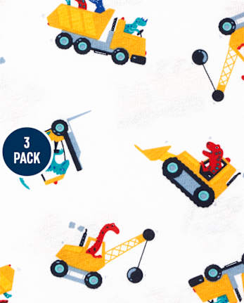 Pack de 3 camisetas sin mangas Dino Construction para niños pequeños