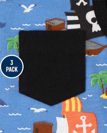Paquete de 3 camisetas sin mangas de pirata para niños pequeños