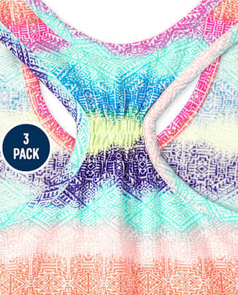 Paquete de 3 camisetas sin mangas con espalda fruncida para niñas