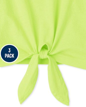 Camiseta sin mangas con lazo en la parte delantera para niñas, paquete de 3