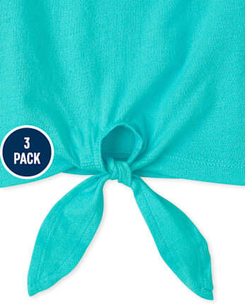 Camiseta sin mangas con lazo en la parte delantera para niñas, paquete de 3