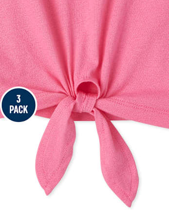 Camiseta sin mangas con lazo en la parte delantera para niñas, paquete de 3