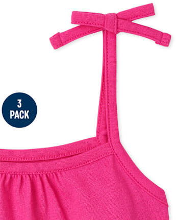 Girls Print Tie Shoulder Tank Top 3-Pack