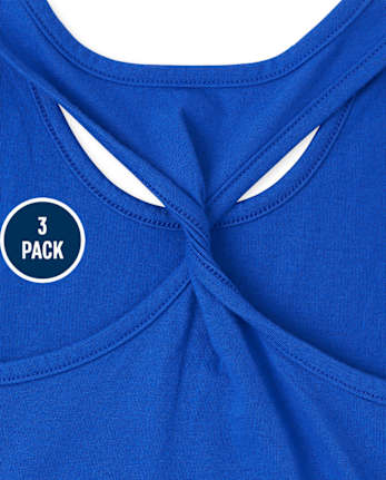 Paquete de 3 camisetas sin mangas con espalda torcida para niñas
