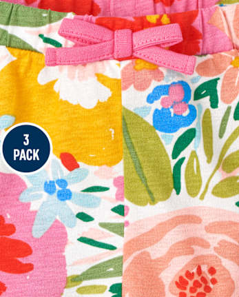 Lot de 3 shorts à volants fleuris pour bébé fille