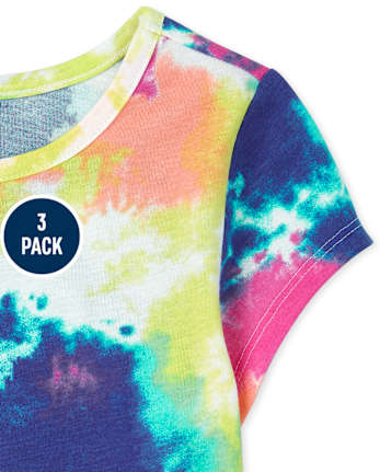 Girls Tie Dye High Low Top 3-Pack