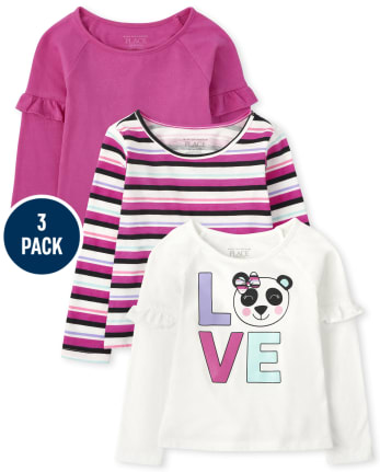 Toddler Girls Striped Top 3-Pack