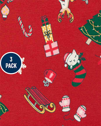 Paquete de 3 vestidos de patinadora navideña para niñas pequeñas