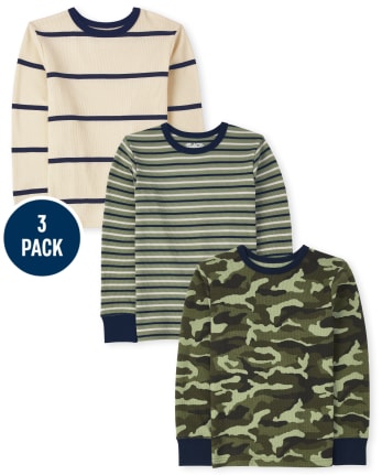 Pack de 3 tops térmicos a rayas para niños