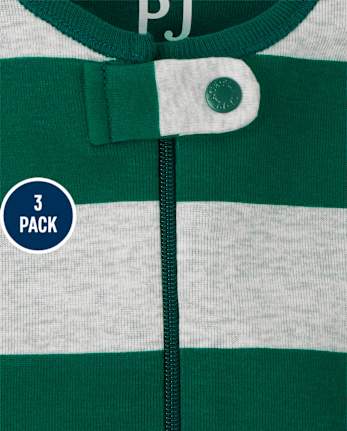 Baby And Toddler Boys Bear Snug Fit Cotton One Piece Pajamas 3-Pack