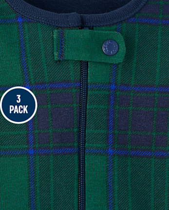 Baby And Toddler Boys Bear Snug Fit Cotton One Piece Pajamas 3-Pack