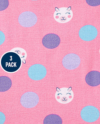 Paquete de 3 pijamas de algodón ajustados con ovejas para bebés y niñas pequeñas