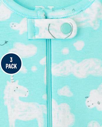 Baby And Toddler Girls Polar Bear Snug Fit Cotton One Piece Pajamas 3-Pack