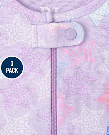 Baby And Toddler Girls Polar Bear Snug Fit Cotton One Piece Pajamas 3-Pack