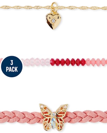 Girls Butterfly Choker Necklace 3-Pack