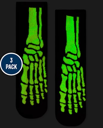 Kids Glow Halloween Crew Socks 3-Pack