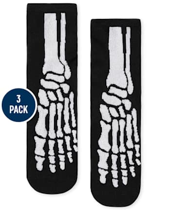 Kids Glow Halloween Crew Socks 3-Pack