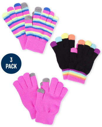 Atento niebla Petición Paquete de 3 guantes para mensajes de texto Rainbow para niñas | The  Children's Place - MULTI CLR