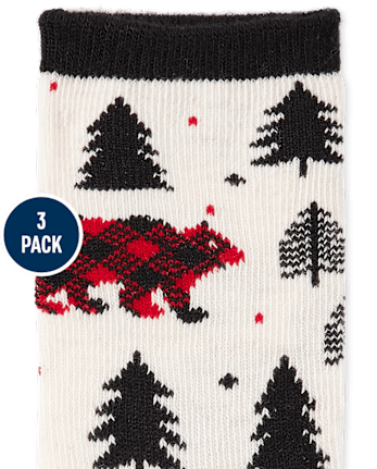 Toddler Matching Family Buffalo Plaid Crew Socks 3-Pack
