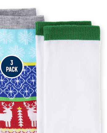 Adult Matching Family Santa Crew Socks 3-Pack