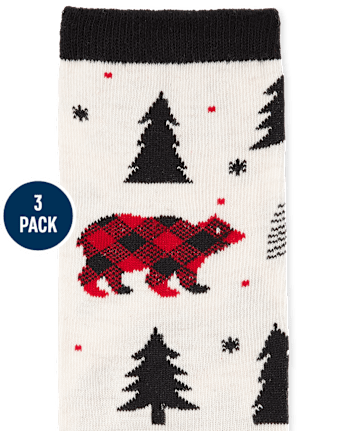Adult Matching Family Buffalo Plaid Crew Socks 3-Pack