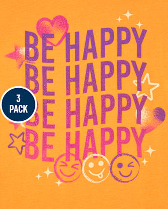 Lot de 3 t-shirts graphiques Emoji pour filles