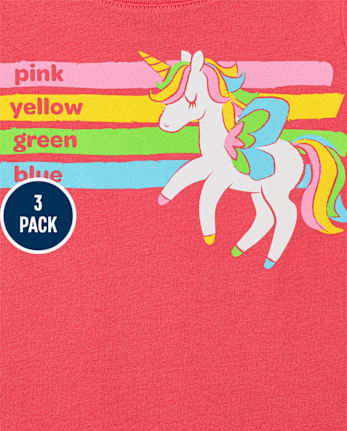 Paquete de 3 camisetas con estampado educativo para niñas pequeñas