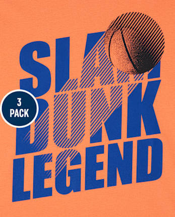 Paquete de 3 camisetas con gráfico de baloncesto para niños