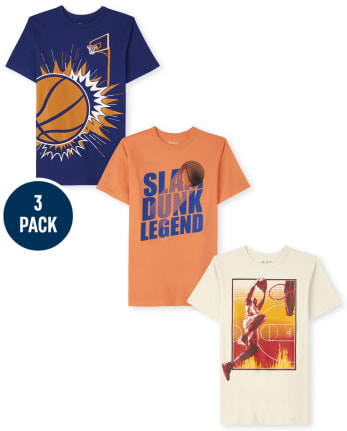 Elocuente Intacto Anfibio Paquete de 3 camisetas de baloncesto de manga corta para niños | The  Children's Place - MULTI CLR