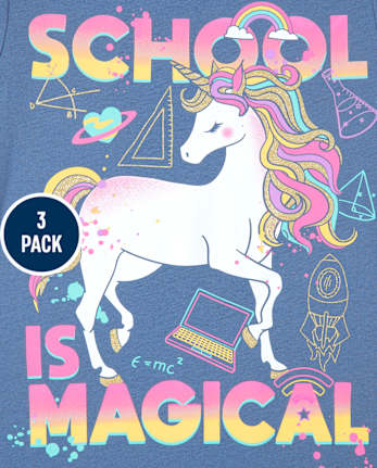 Girls Unicorn Graphic Tee 3-Pack