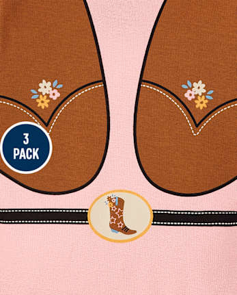 Baby Girls Cowgirl Bodysuit 3-Pack
