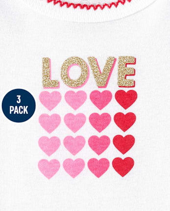 Baby Girls Heart Bodysuit 3-Pack