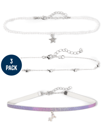 Girls Unicorn Choker Necklace 3-Pack