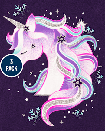 Paquete de 3 camisetas con estampado de animales de invierno para niñas