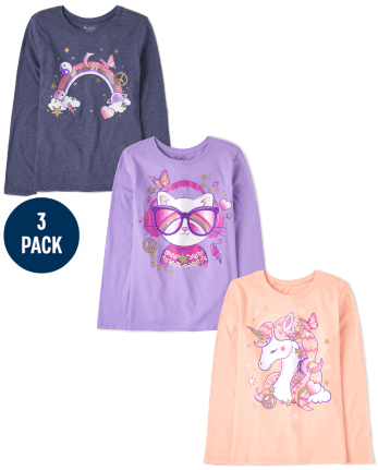 Girls Animal Graphic Tee 3-Pack