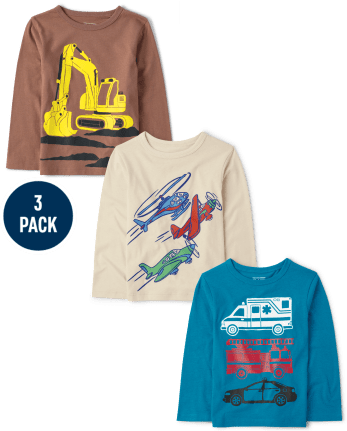 Baby And Toddler Boys Vehicle Graphic Tee 3-Pack