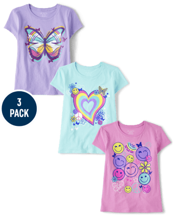 Lot de 3 t-shirts graphiques Icon pour fille