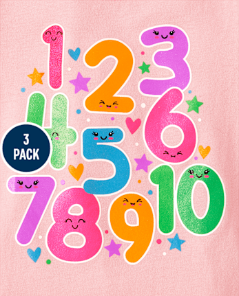 Paquete de 3 camisetas con estampado de arcoíris para bebés y niñas pequeñas