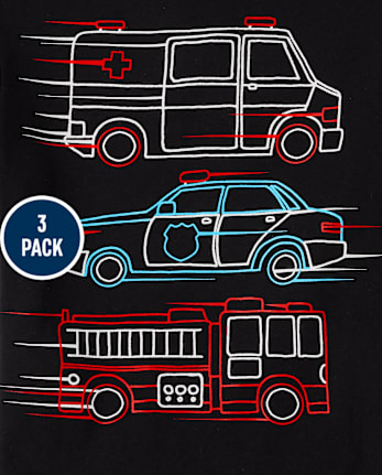 Paquete de 3 camisetas con estampado de camión para bebés y niños pequeños