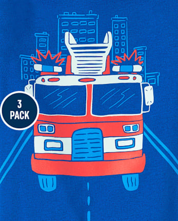 Paquete de 3 camisetas con estampado de camión para bebés y niños pequeños