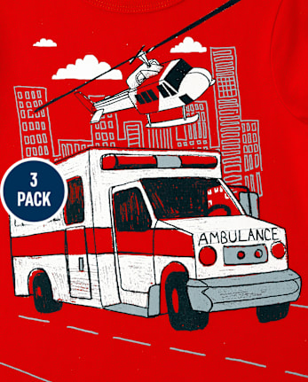 Paquete de 3 camisetas con estampado de camión para bebés y niños pequeños