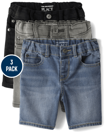 Shorts de mezclilla elástica para bebés y niños pequeños, paquete de 3