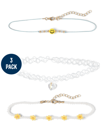 Girls Happy Face Choker 3-Pack