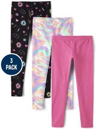 Girls Print Knit Leggings 3-Pack | The Children's Place - MULTI CLR