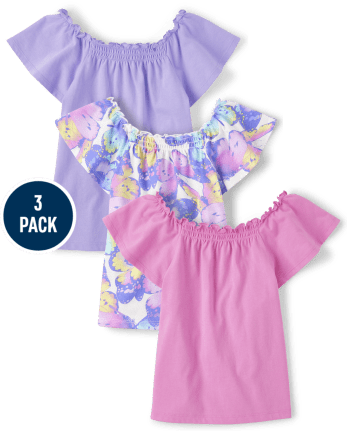 Girls Butterfly Smocked Top 3-Pack