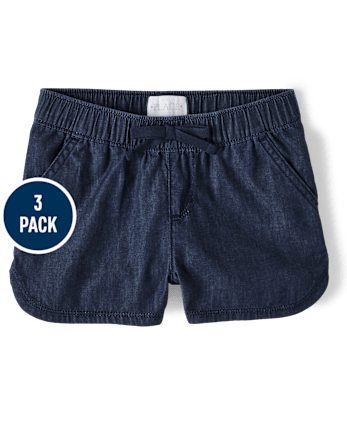 Girls Denim Pull On Shorts 3-Pack