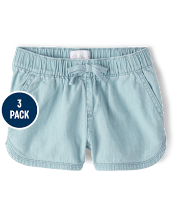 Girls Denim Pull On Shorts 3-Pack