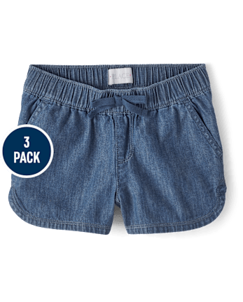 Girls Denim Pull On Shorts 3-Pack