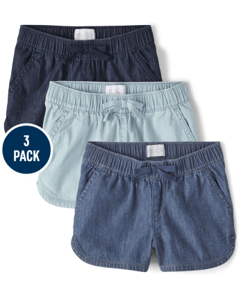 Shorts de mezclilla para niñas, paquete de 3 | The Place - ROSE WASH